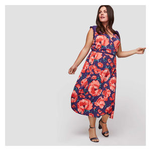 Joe Fresh Floral Faux Wrap Maxi Dress, Size 1x